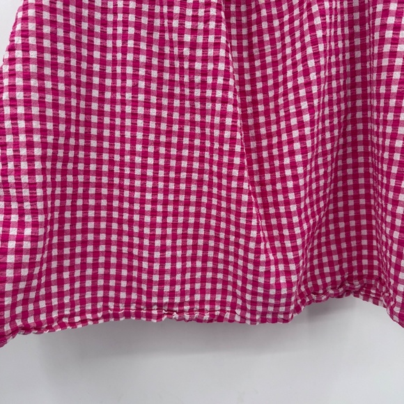 Woman Within Top Women 3X Pink Gingham Cottage Embroidered 3/4 Sleeves Square - Picture 7 of 13